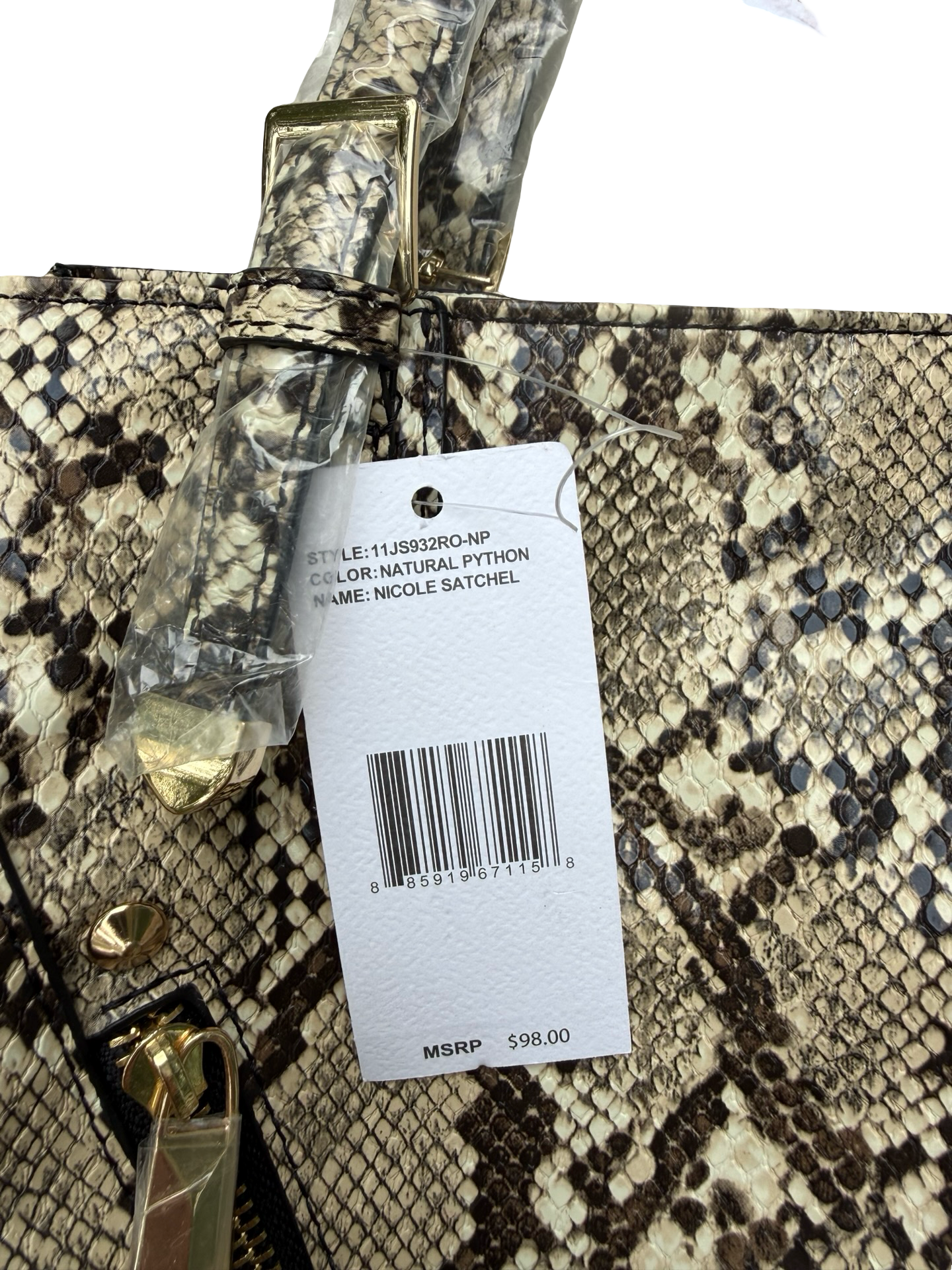 Jessica Simpson Nicole Satchel Natural Python Handbag 4