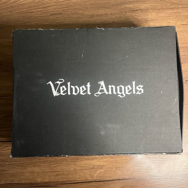 Velvet Angels Falcon Purple Glitter Leather Cutout Peep Toe Zip Heels Size 38