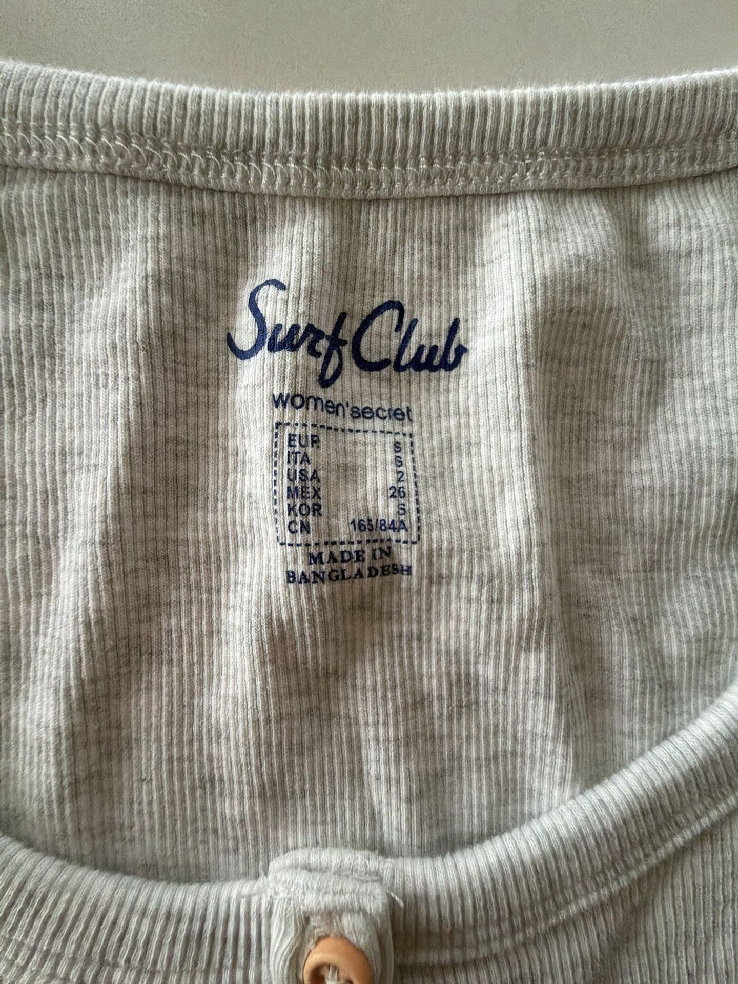 Women'secret Surf Club Gray Ribbed Henley Tank Top Size S 3