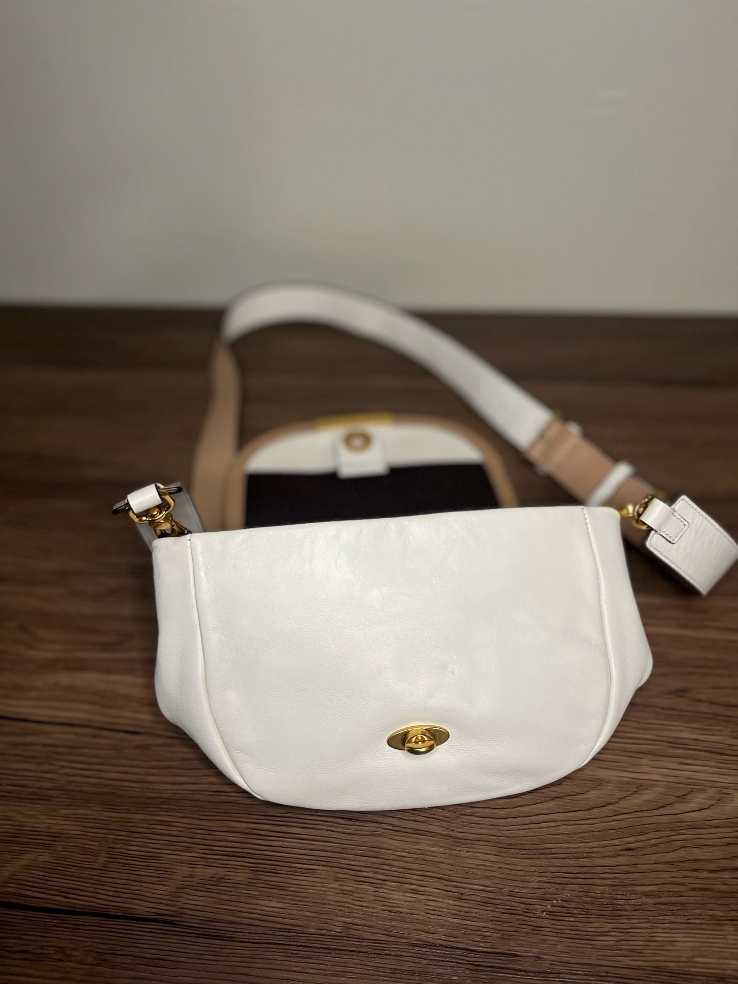 Marc by Marc Jacobs White and Tan Leather Crossbody Bag M0004365 4