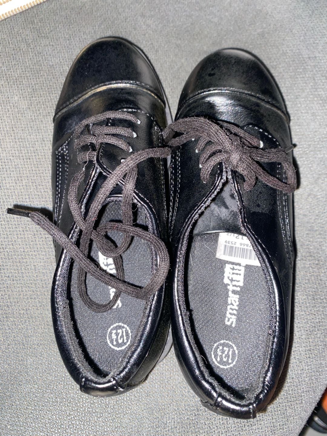 Smartfit Boys Black Cap Toe Lace-Up Dress Shoes Size 12.5 2