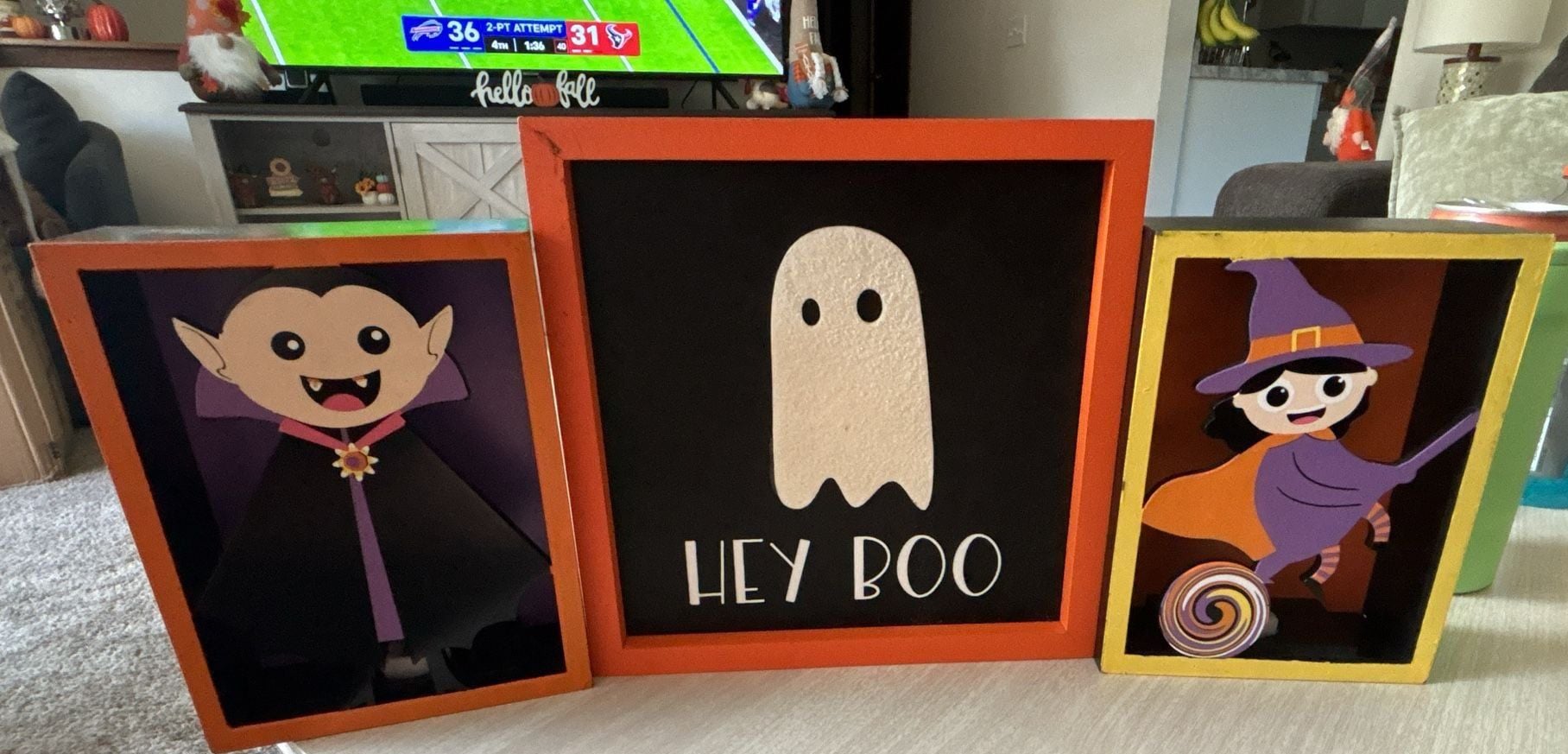 NEW 3 piece At Home Halloween Shadow Box Wall Decor Vampire Ghost Witch 2