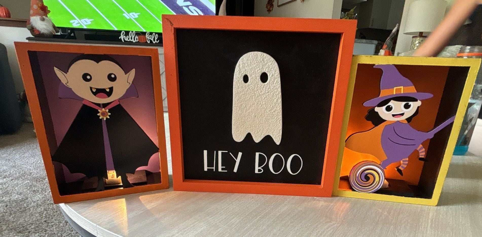 NEW 3 piece At Home Halloween Shadow Box Wall Decor Vampire Ghost Witch 1