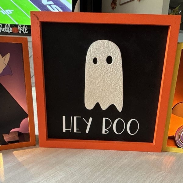 NEW 3 piece At Home Halloween Shadow Box Wall Decor Vampire Ghost Witch