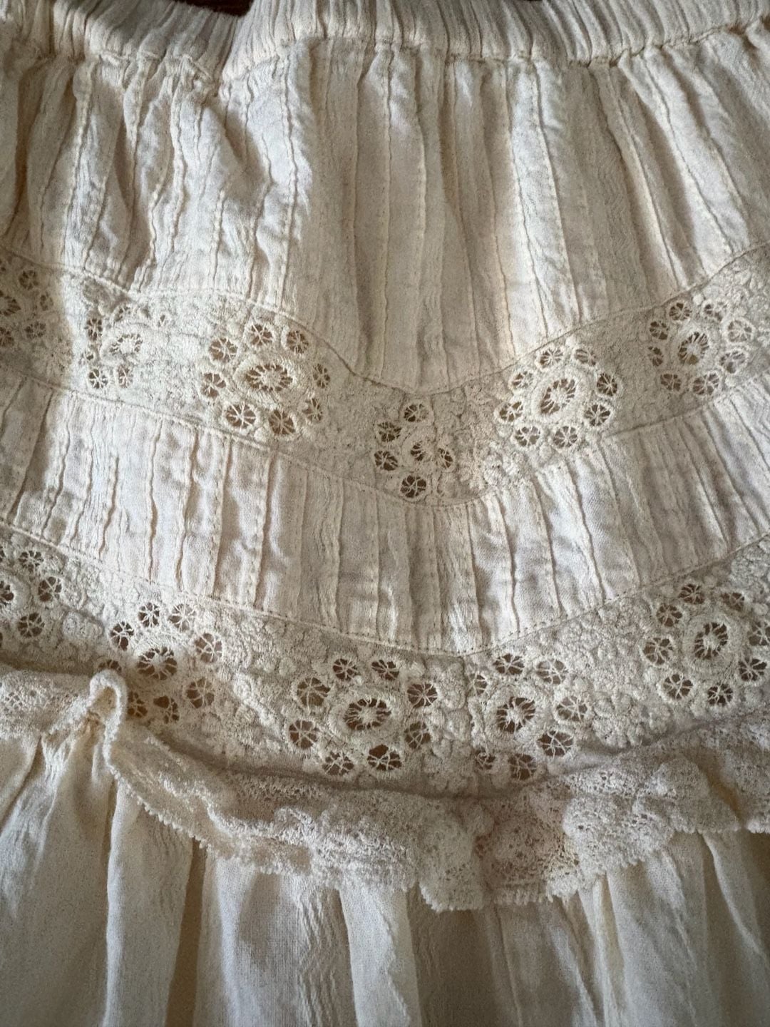 LoveShackFancy Cove Lace Eyelets Cotton Mini Skirt Ivory 5
