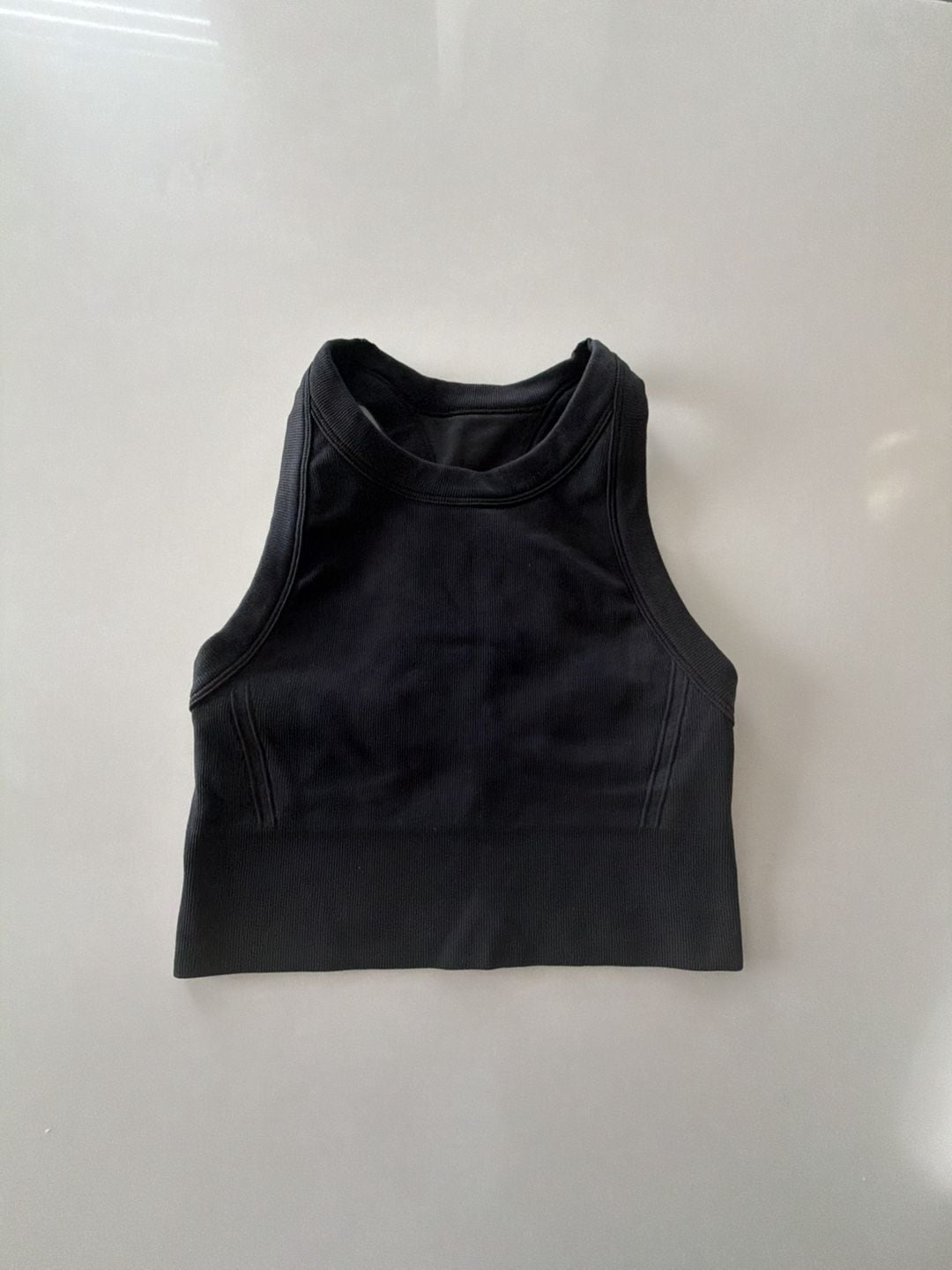 DSG Black Ribbed Seamless High-Neck Crop Top Tank 2