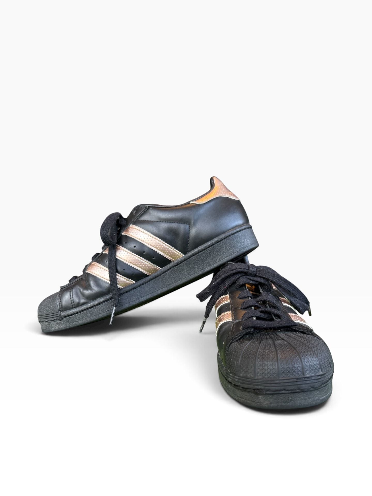 Adidas Superstar Black Rose Gold Sneakers Shoes 9 2