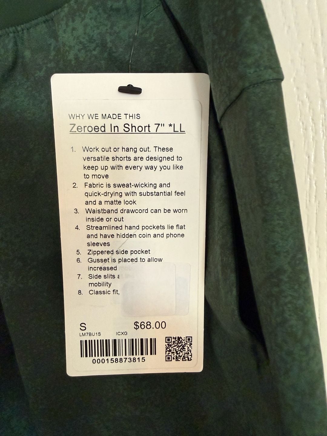 Lululemon Zeroed In Linerless Short 7" Mens Small Incline Texture Green NWT 4