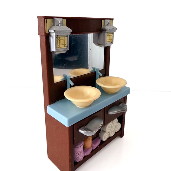2008 Fisher-Price Loving Family Dollhouse Bathroom Vanity Double Sink Set