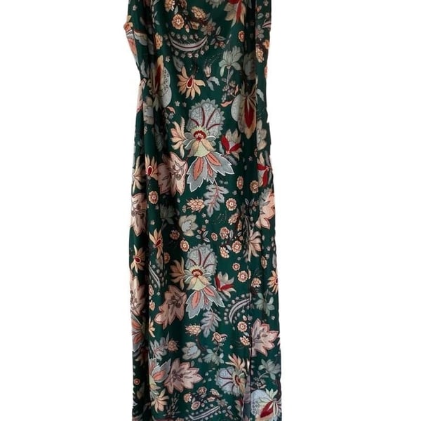 Paper Heart Green Floral Satin Cowl Neck Slip Midi Dress Size Medium