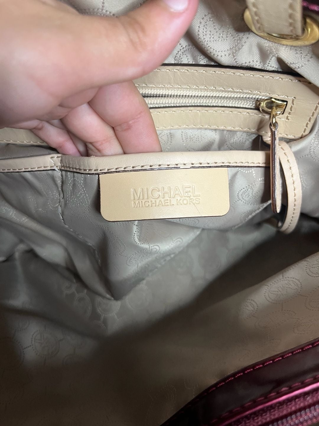 MICHAEL Michael Kors Jet Set Burgundy Patent Leather Monogram Tote Bag 6