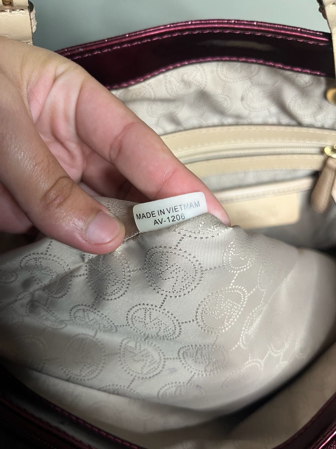 MICHAEL Michael Kors Jet Set Burgundy Patent Leather Monogram Tote Bag 7