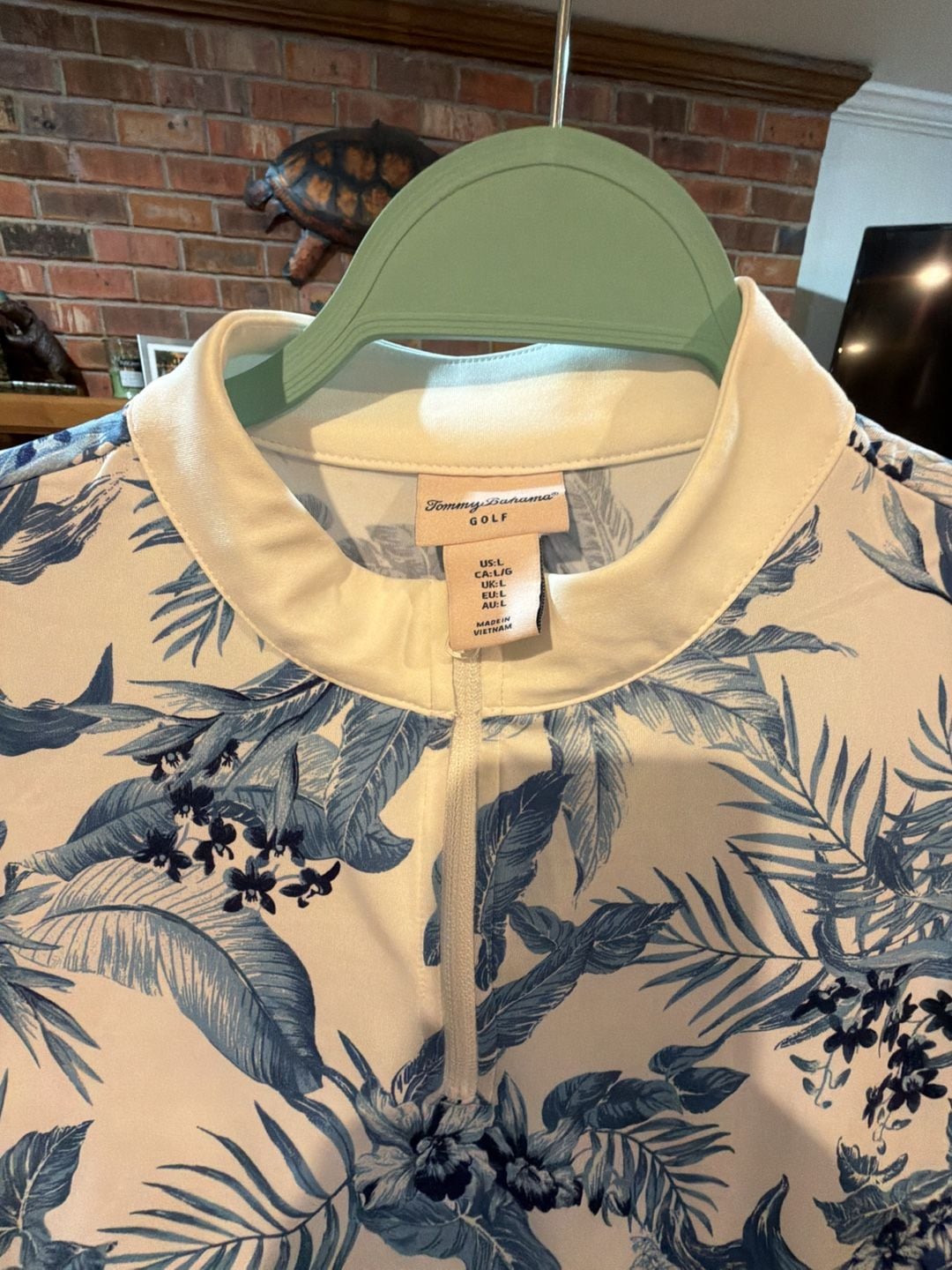 Tommy Bahama Golf Sleeveless Zip Blue Floral Tropical Print Pullover Top Large 2