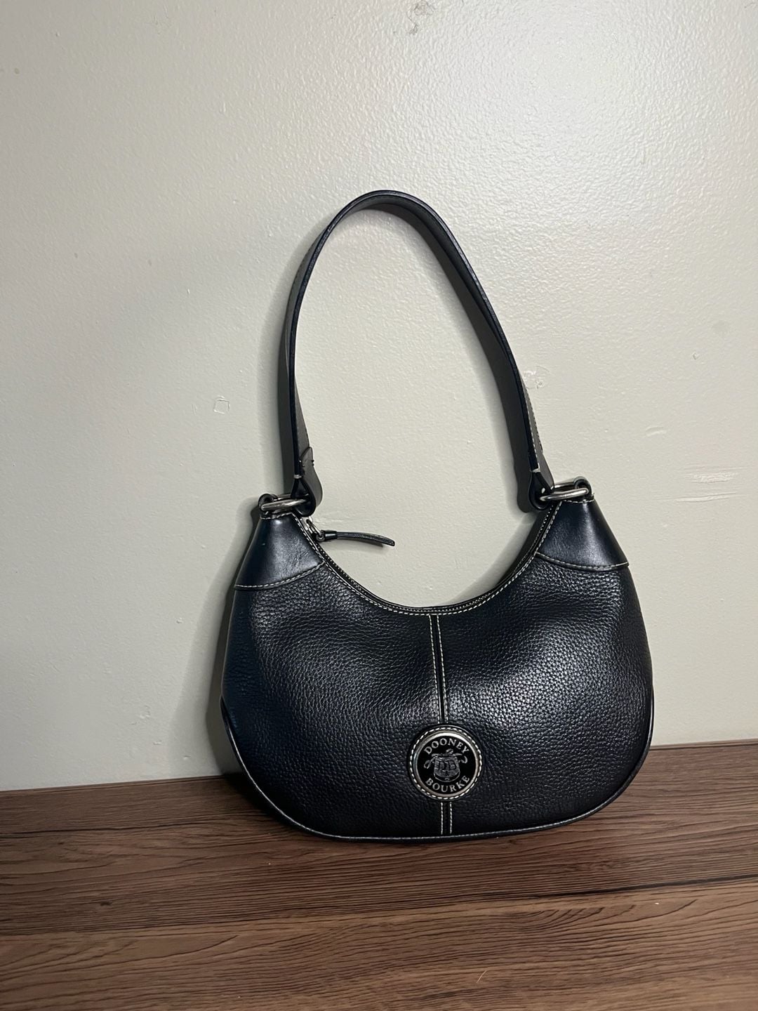 Dooney & Bourke All Weather Leather Pebbled Small Crescent Hobo Shoulder Bag 2