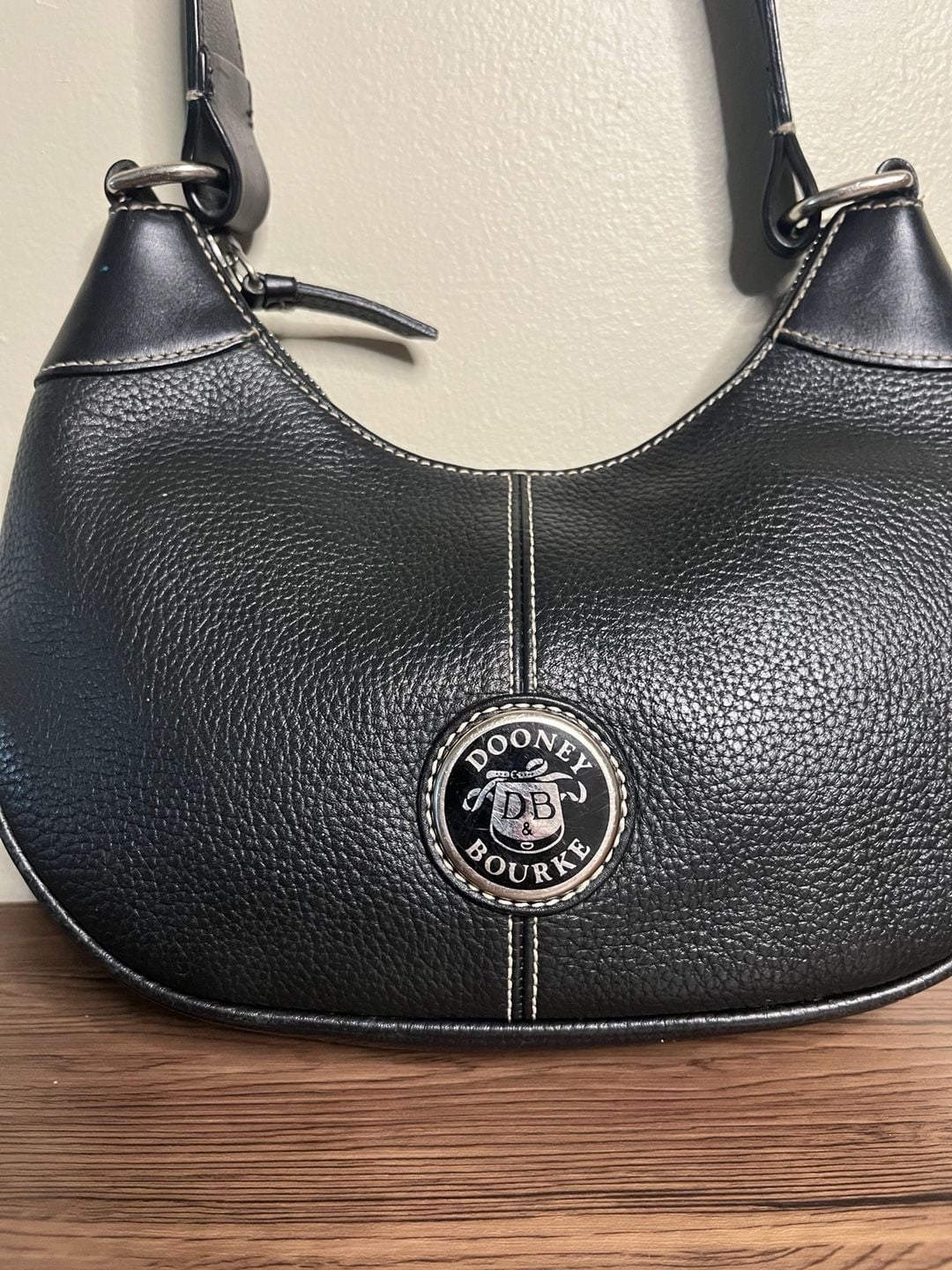 Dooney & Bourke All Weather Leather Pebbled Small Crescent Hobo Shoulder Bag 3
