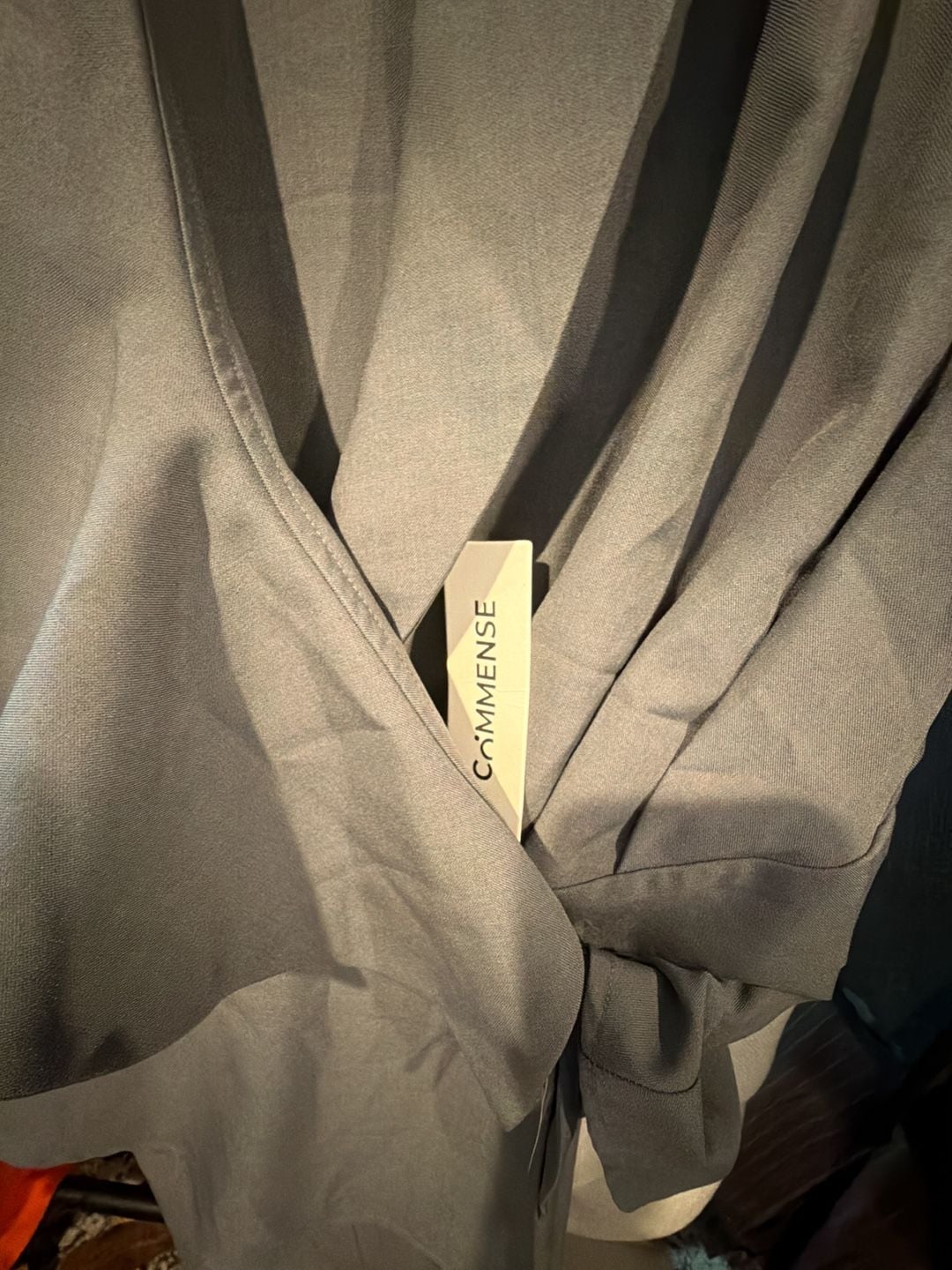 Commense Taupe Sleeveless Draped Wrap Vest and Pants Set 2