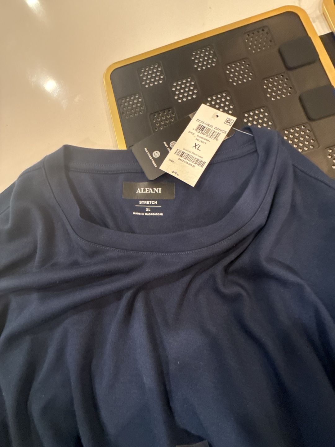 Alfani Stretch Long Sleeve Crew Neck T-Shirt Neo Navy XL-0097 4