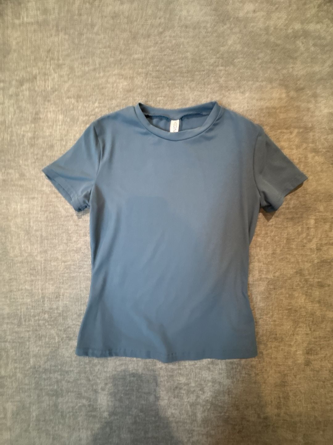 Yogincos Blue Short Sleeve Crew Neck Yoga Crop Buttery Soft T-Shirt Size Small 2
