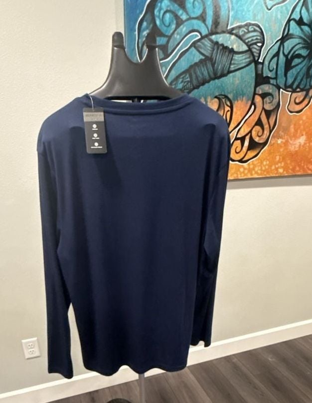 Alfani Stretch Long Sleeve Crew Neck T-Shirt Neo Navy XL-0097 3