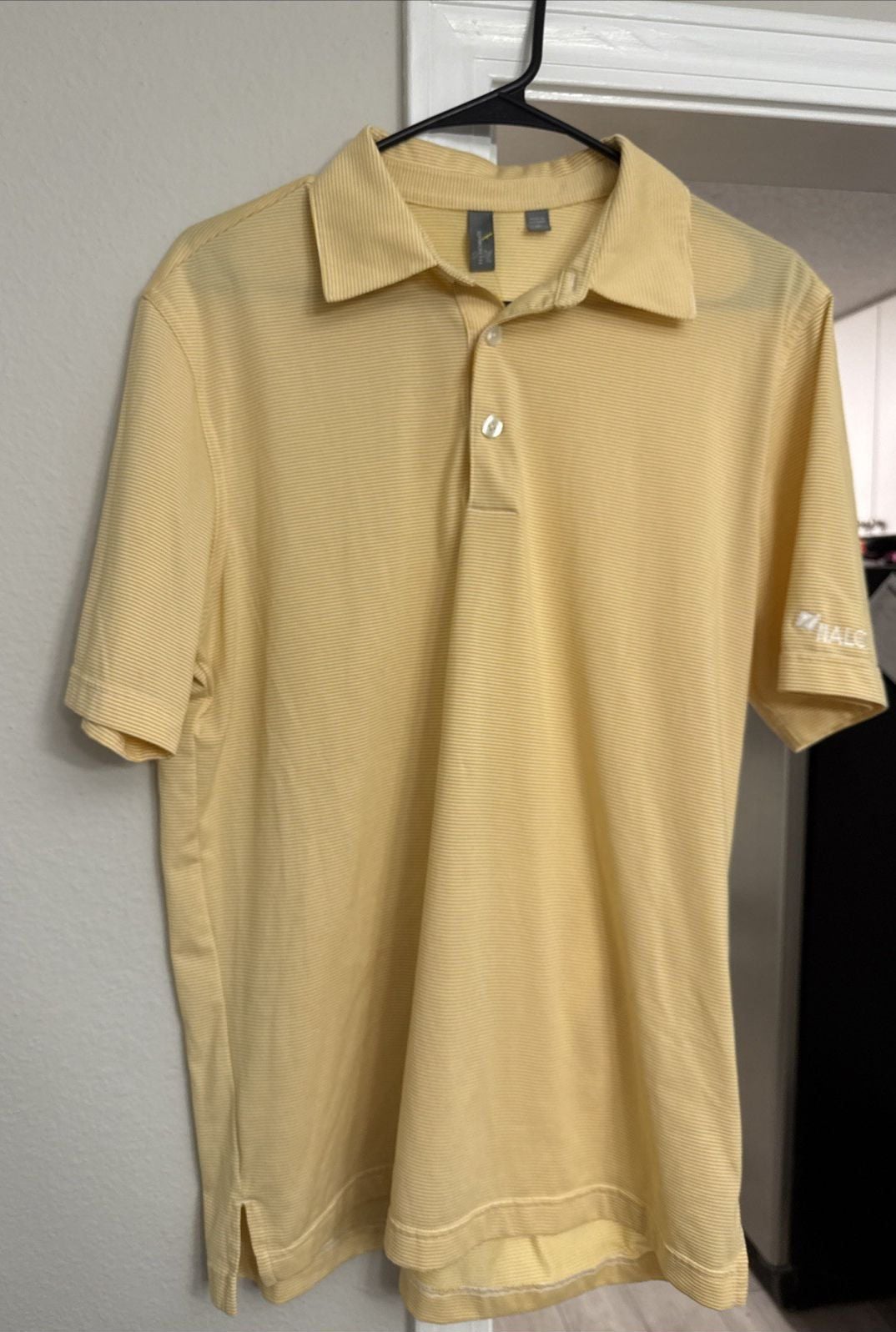Ashworth Mens Yellow Striped Golf Polo Shirt Short Sleeve Size M-0139 3
