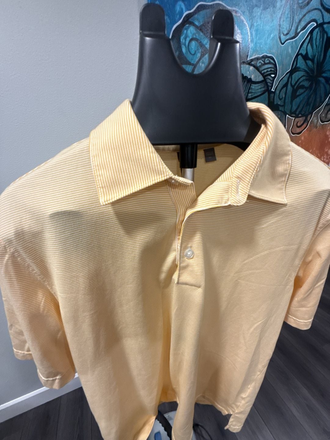 Ashworth Mens Yellow Striped Golf Polo Shirt Short Sleeve Size M-0139 8