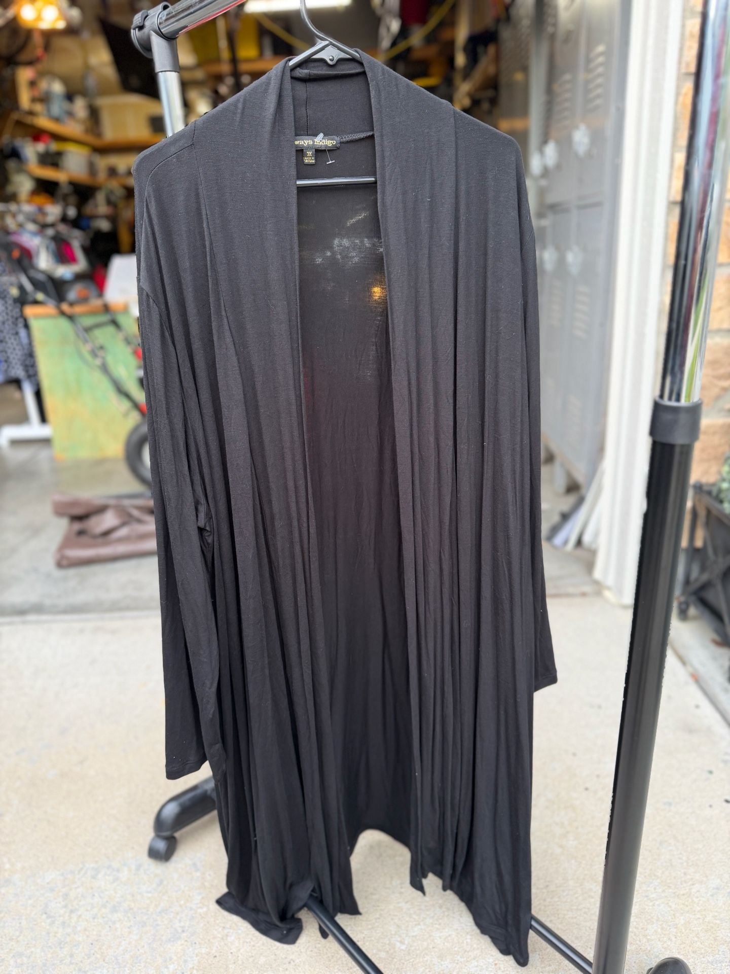 Always Indigo Black Long Sleeve Duster Cardigan Plus Size 3X 5