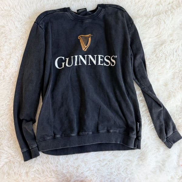 Guinness Black Sweatshirt with Gold Harp and Logo Size L