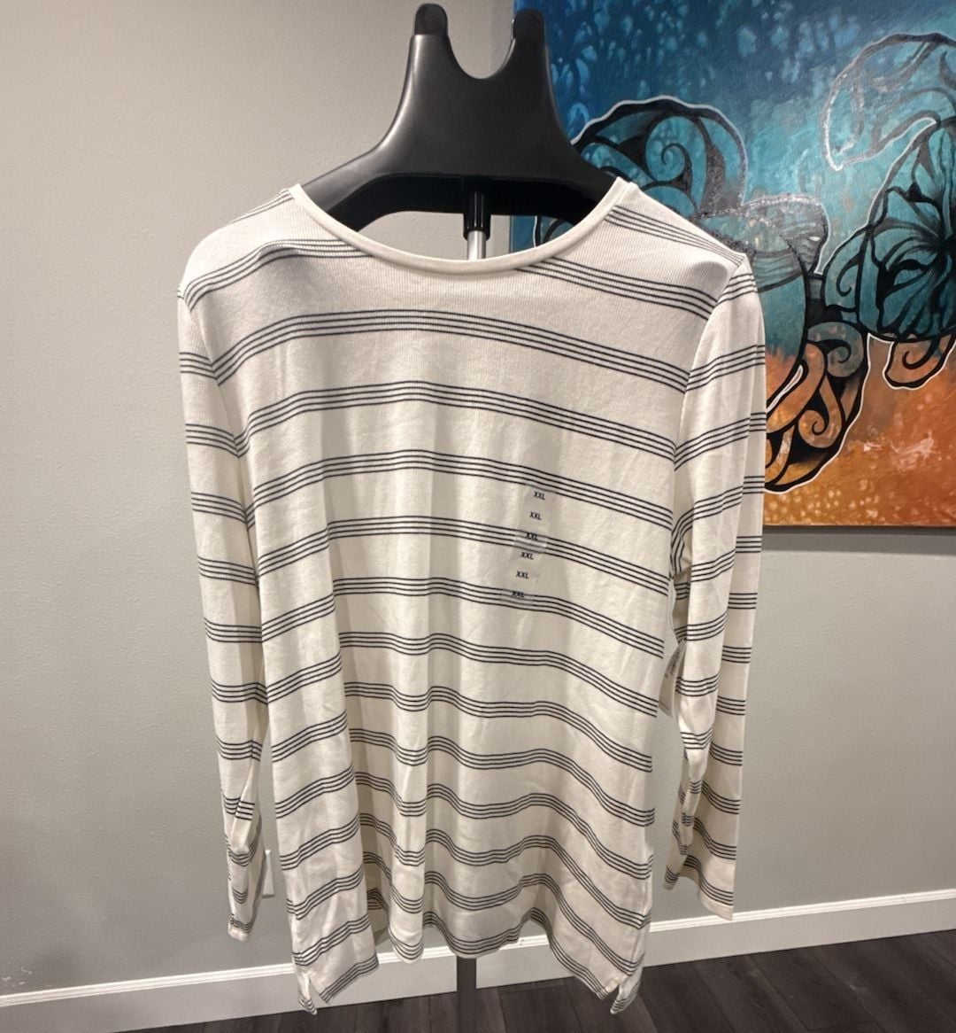 Old Navy Slim Fit Striped Long Sleeve Tee XXL-0140 2