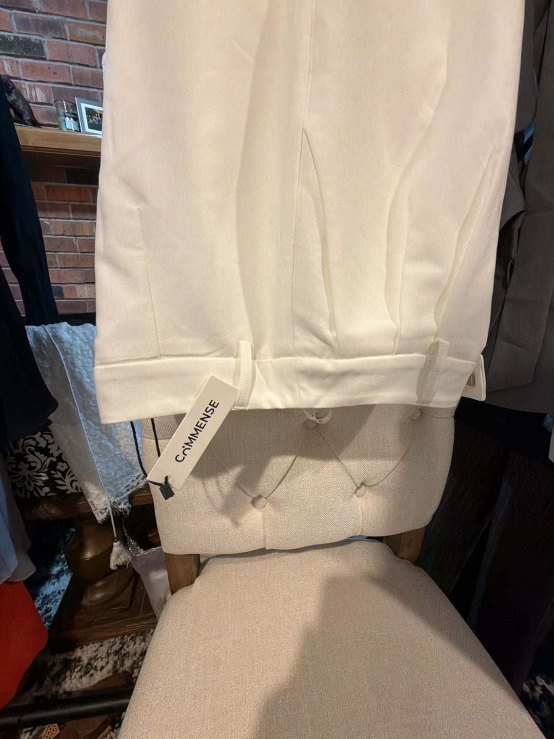 Commense White Pleated High-Waist Dress Pants 2