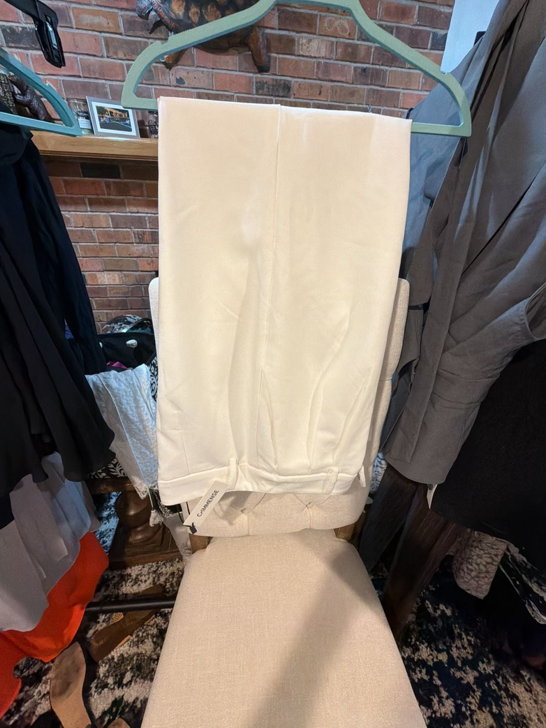 Commense White Pleated High-Waist Dress Pants 3