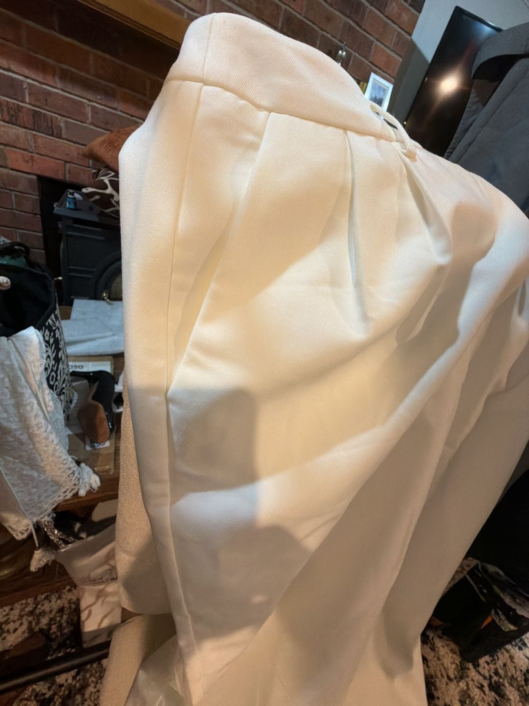 Commense White Pleated High-Waist Dress Pants 6