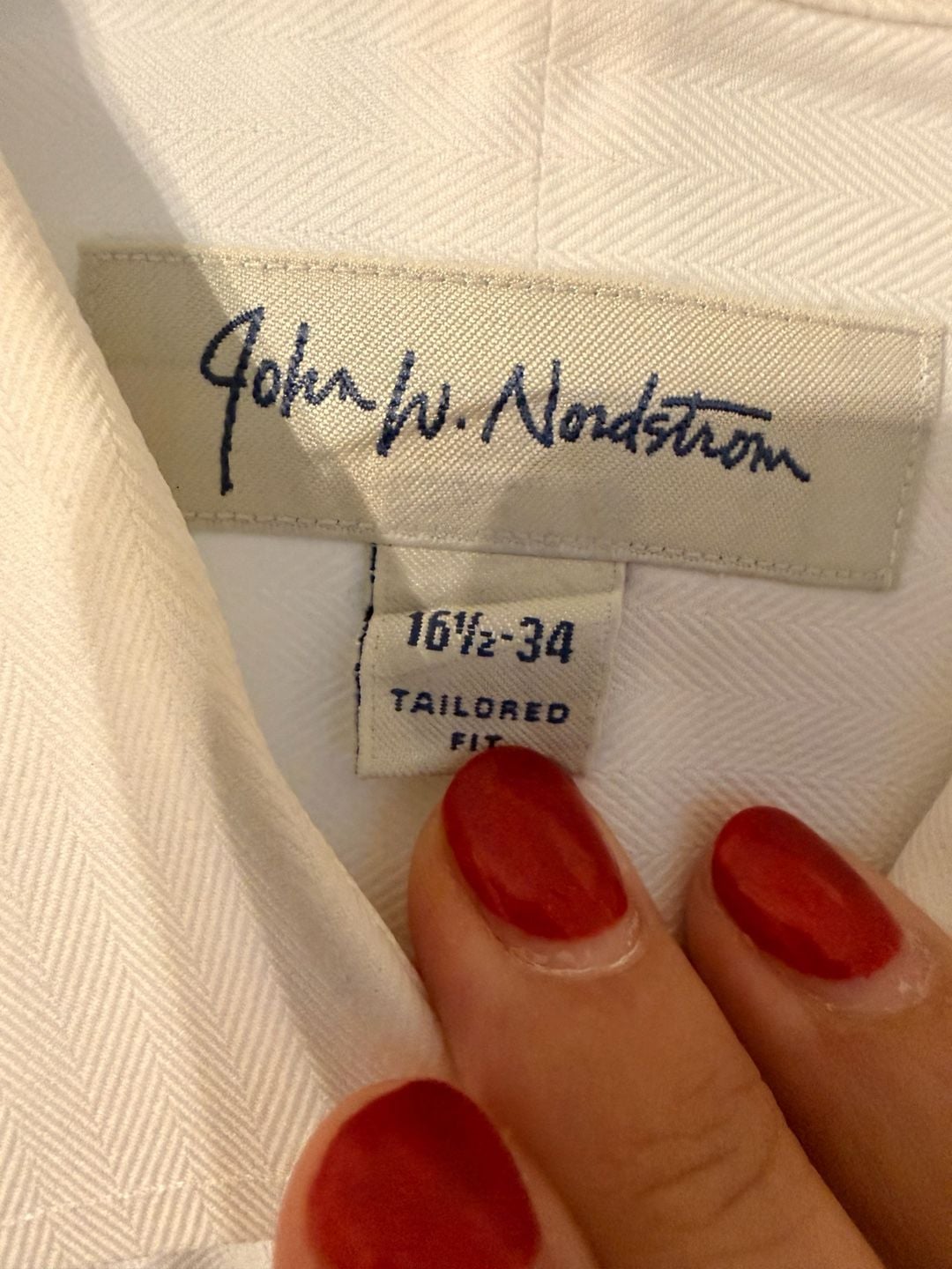 John W. Nordstrom White Tailored Fit Dress Shirt Size 16.5-34 3