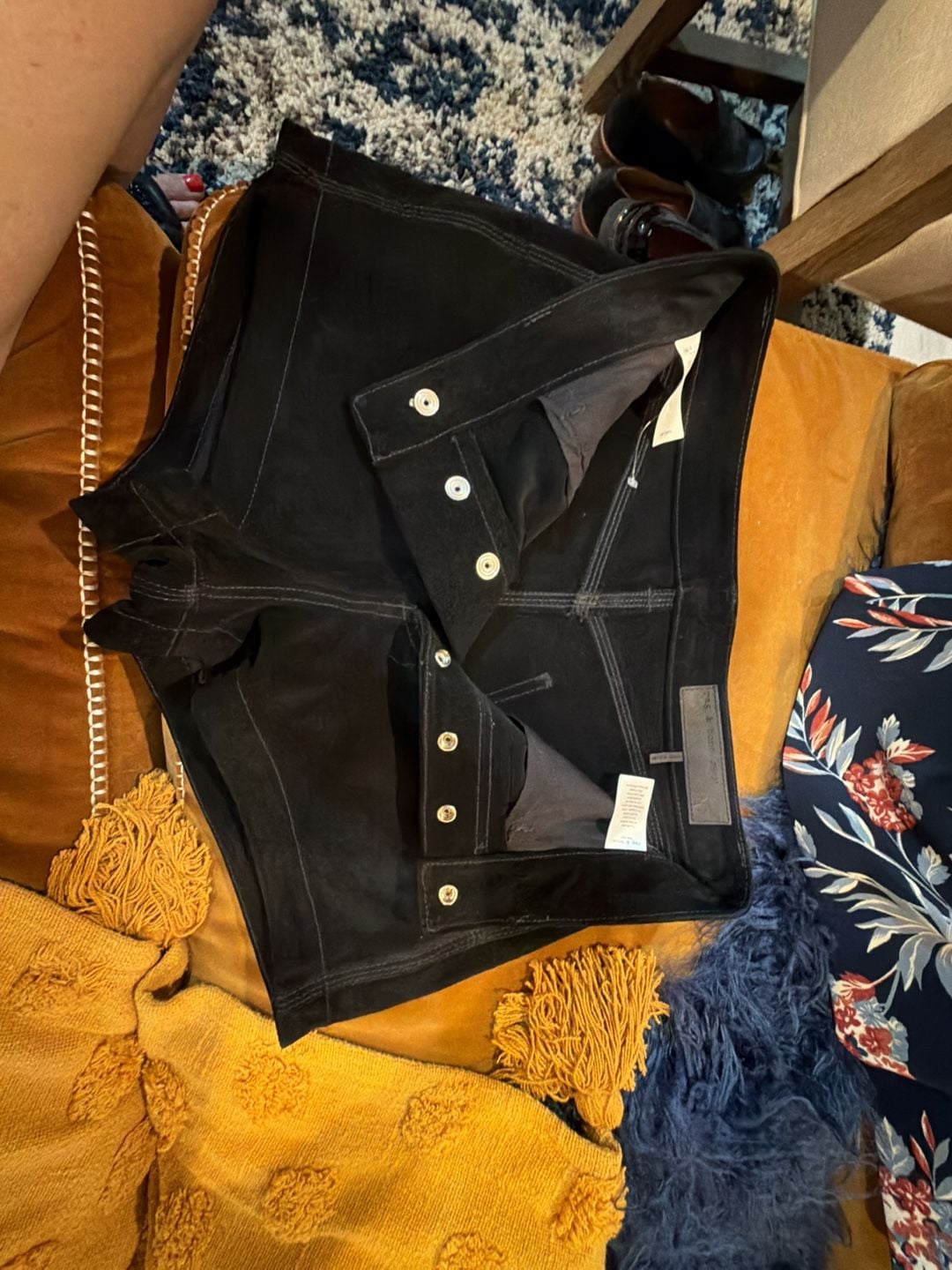 Rag & Bone Black Suede Shorts Size 26 2