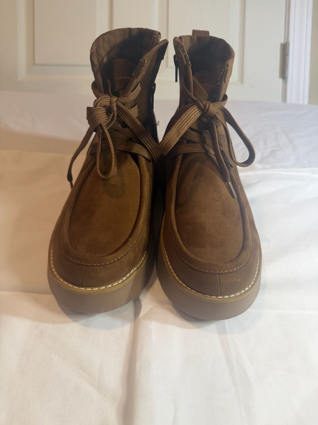 Sonoma Goods for Life Brown Suede Platform Ankle Boots with Side Zipper Size 9.5 2