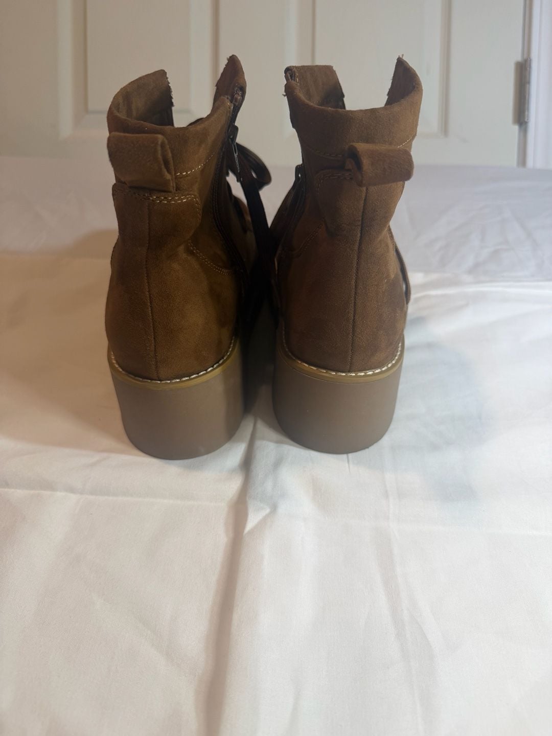 Sonoma Goods for Life Brown Suede Platform Ankle Boots with Side Zipper Size 9.5 7