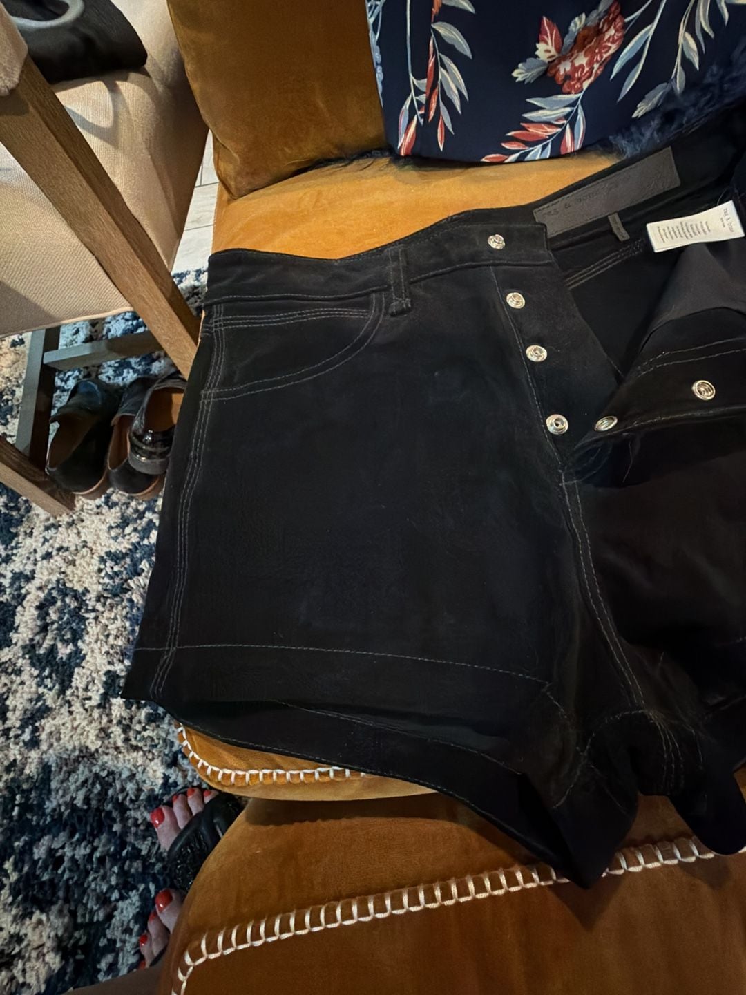 Rag & Bone Black Suede Shorts Size 26 6