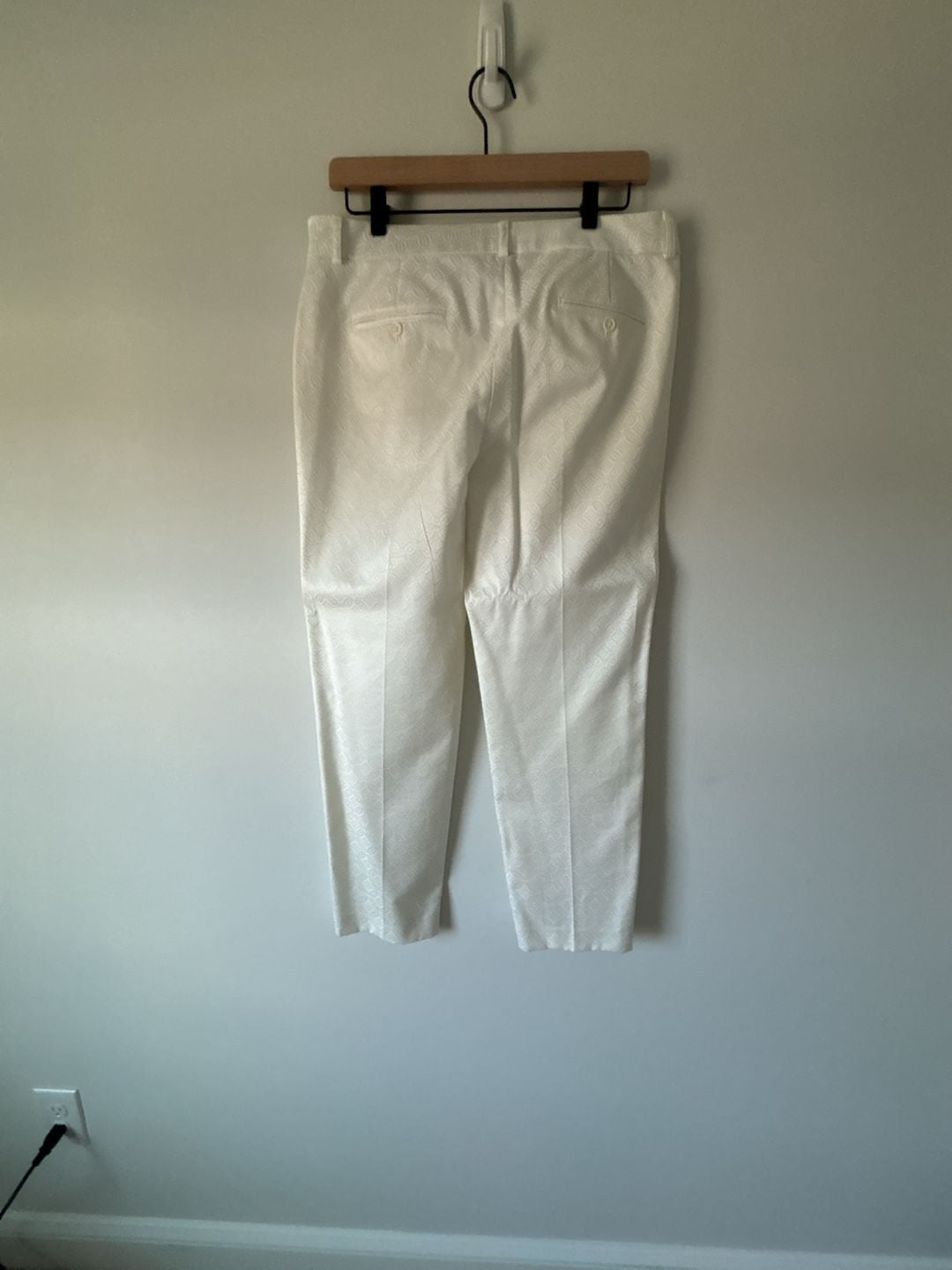 Zac & Rachel White Geometric Pattern Jacquard Ankle Pants Size 10 7