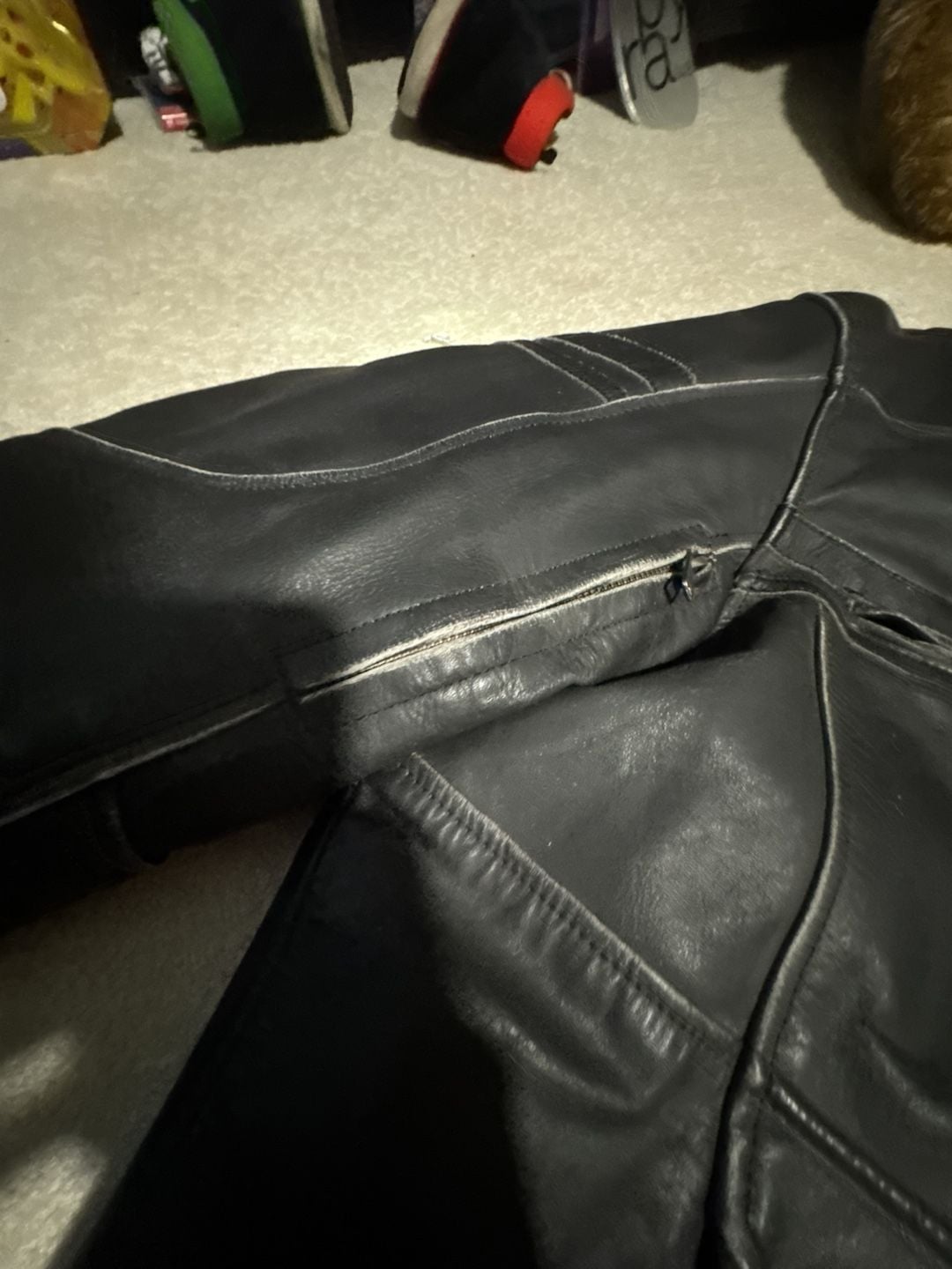Black Brand Motorcycle Clothing Men's 2XL Distressed Black Leather Jacket 12
