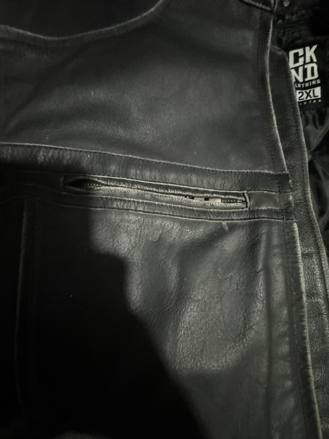 Black Brand Motorcycle Clothing Men's 2XL Distressed Black Leather Jacket 13