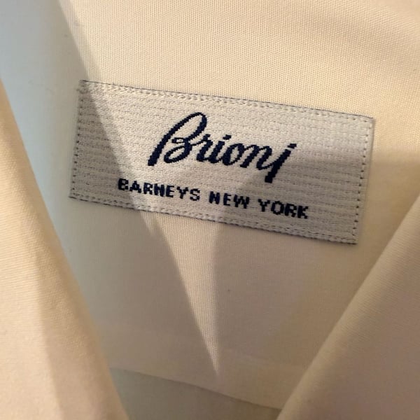 Brioni Barneys New York White Long Sleeve Dress Shirt 100% Cotton Made In Italy