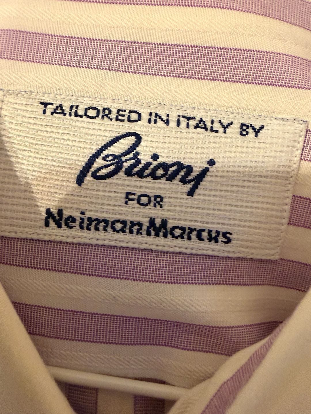 Brioni for Neiman Marcus Purple and White Striped French Cuff Dress Shirt 2