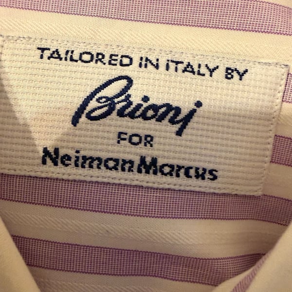 Brioni for Neiman Marcus Purple and White Striped French Cuff Dress Shirt