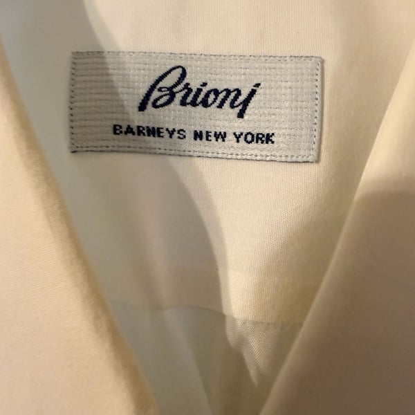 Brioni Barneys New York Men's White 100% Cotton Long Sleeve Dress Shirt