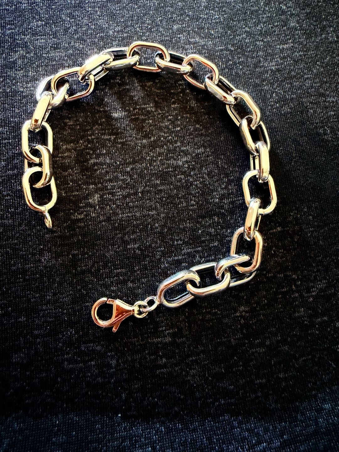 18K White Gold Chunky Link Chain Bracelet Lobster Clasp Brand New 2