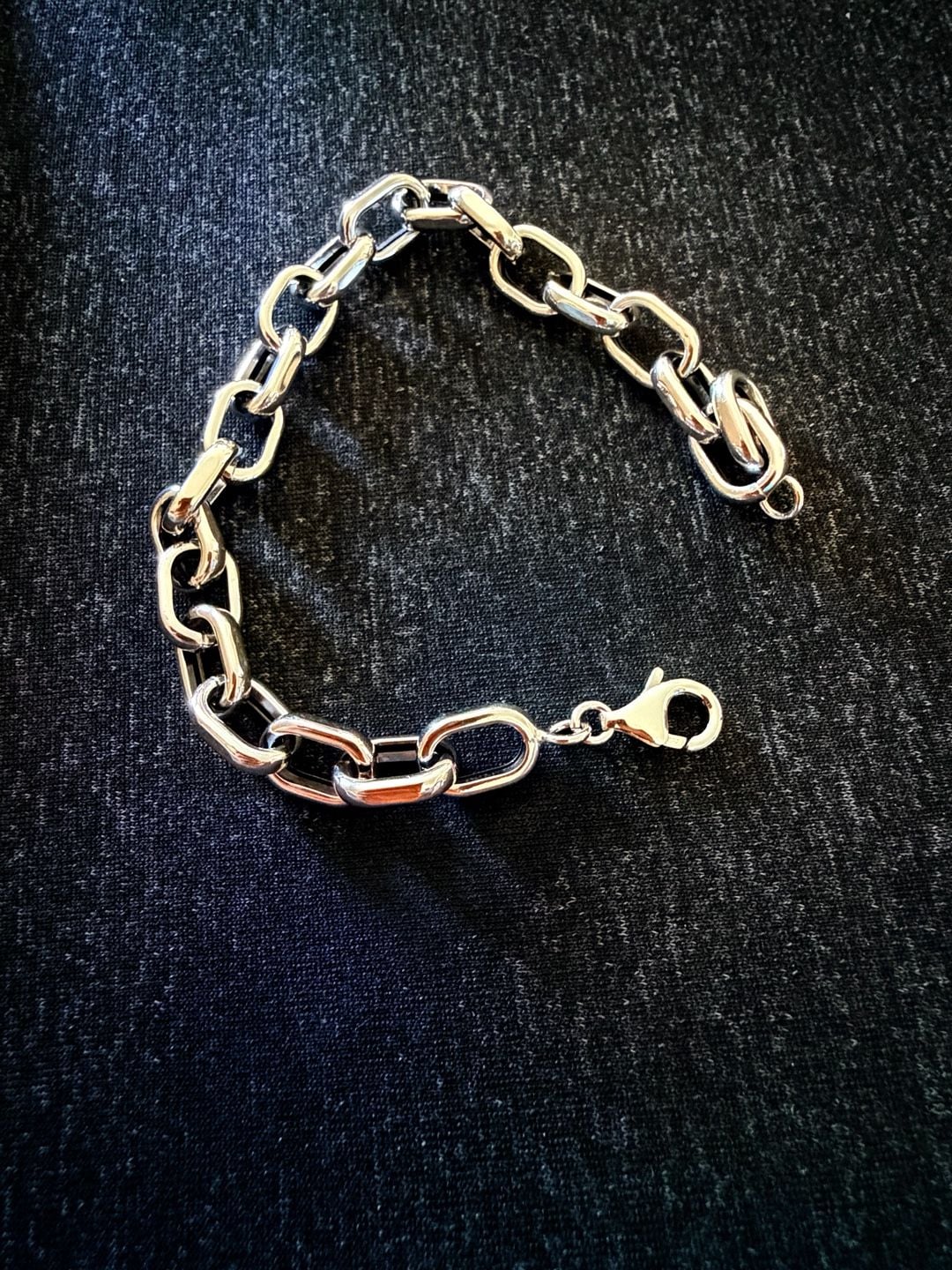18K White Gold Chunky Link Chain Bracelet Lobster Clasp Brand New 5