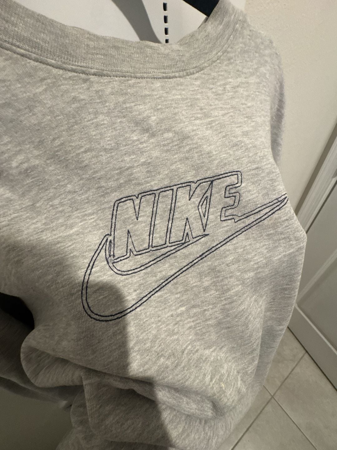 Vintage Nike Grey Crewneck Sweatshirt with Embroidered Swoosh Logo Size XL 4