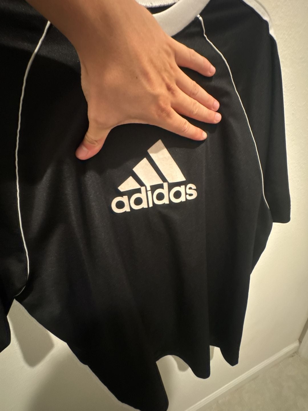 Vintage Adidas Black & White Center Logo Soccer Jersey T-Shirt Size L 3