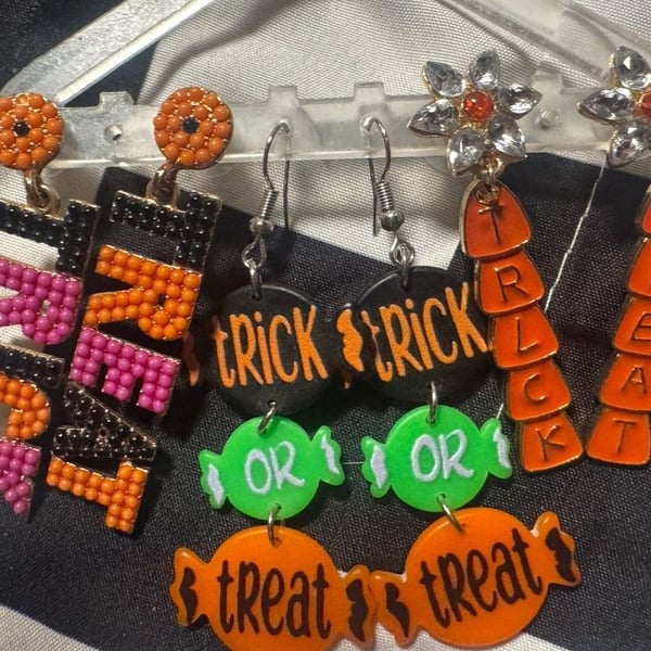 Halloween Trick Or Treat  Statement Earrings Set