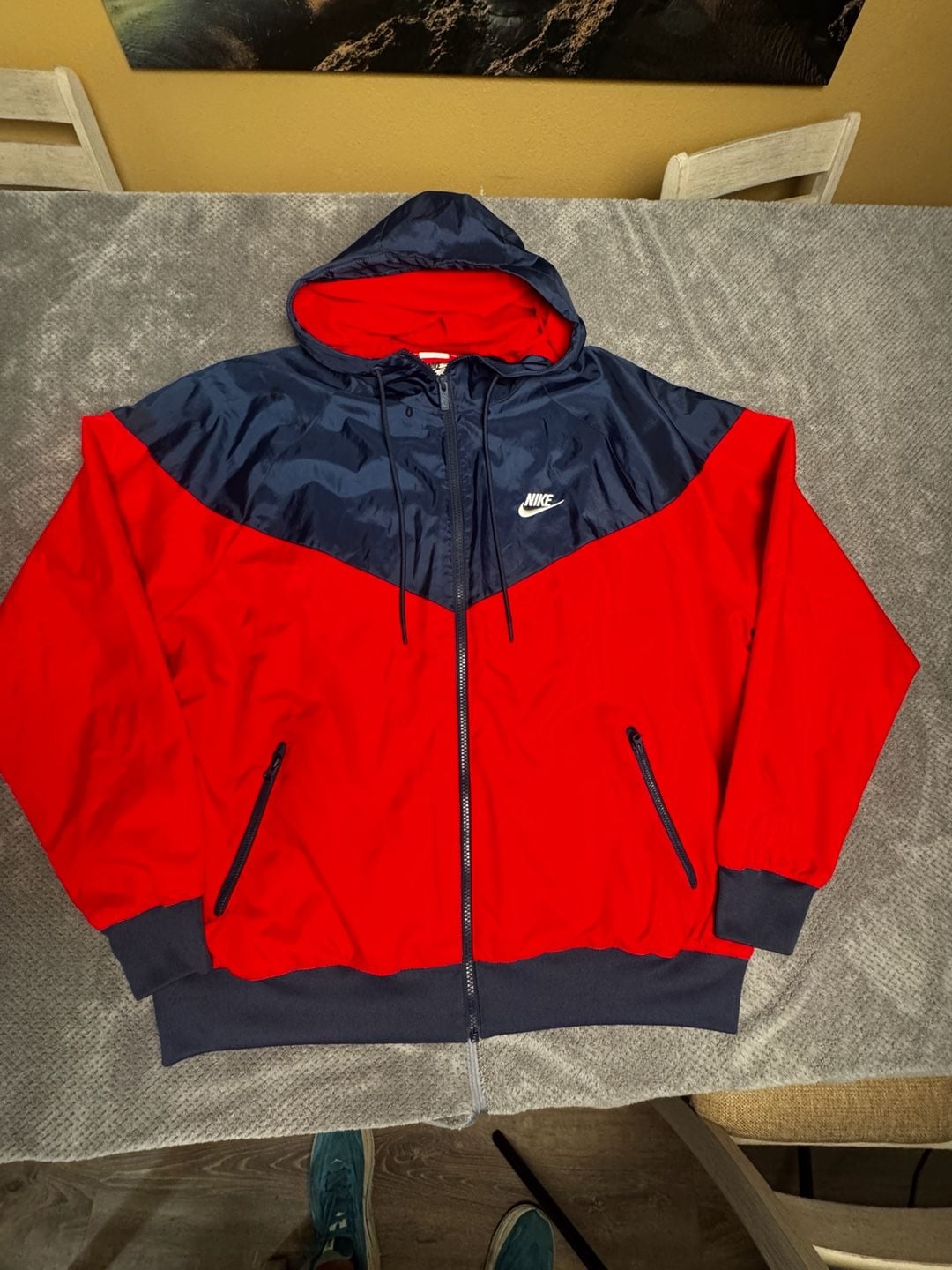 Nike The Windrunner Colorblock Hooded Windbreaker Jacket Red Blue Size L 1223 2