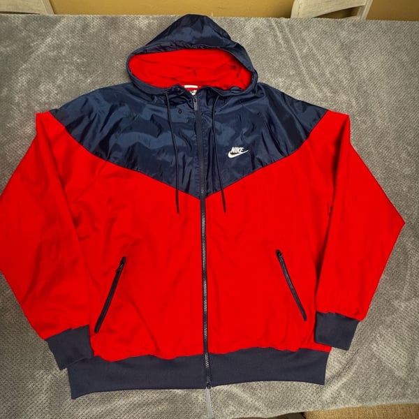 Nike The Windrunner Colorblock Hooded Windbreaker Jacket Red Blue Size L 1223